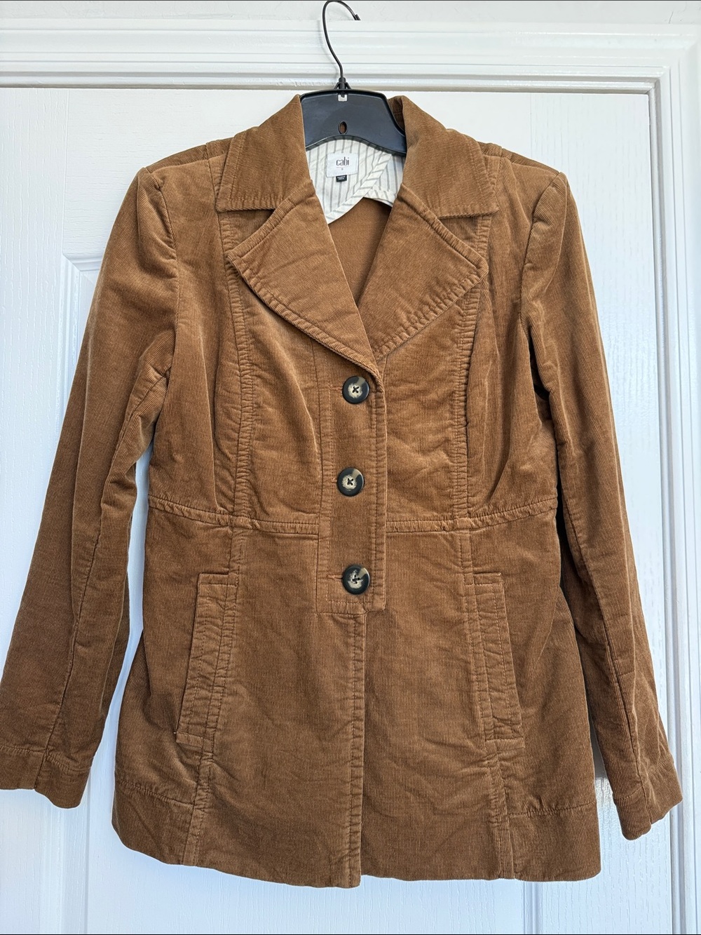 CAbi Women's Tan Brown Corduroy Button-Front Blazer